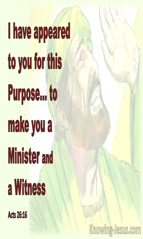 Acts 26:16 I Appeared For This Purpose To Make You A Minister And A Witness (yellow)